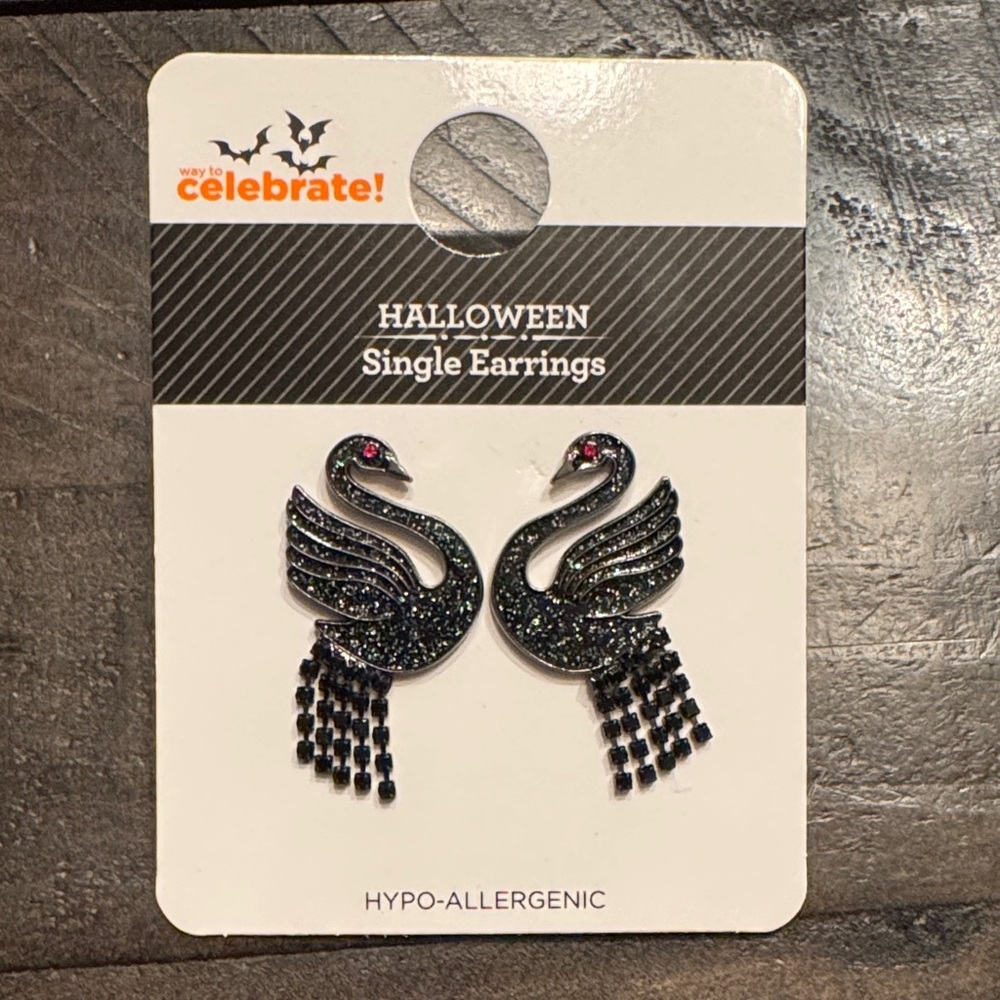 Black Swan Halloween Earrings